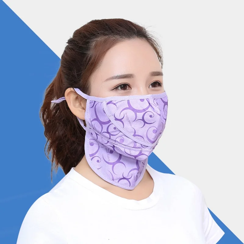 Cooling Face Mask Summer Outdoor Cycling Breathable Windproof Face Cover Adjustable UV Protection Mask - Pink Pattern