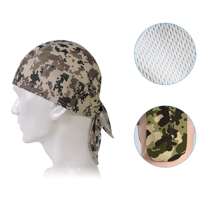 Camouflage Pattern Breathable Pirate Hat Moisture Wicking Head Scarf for Outdoor Cycling Running - MCPDM-001