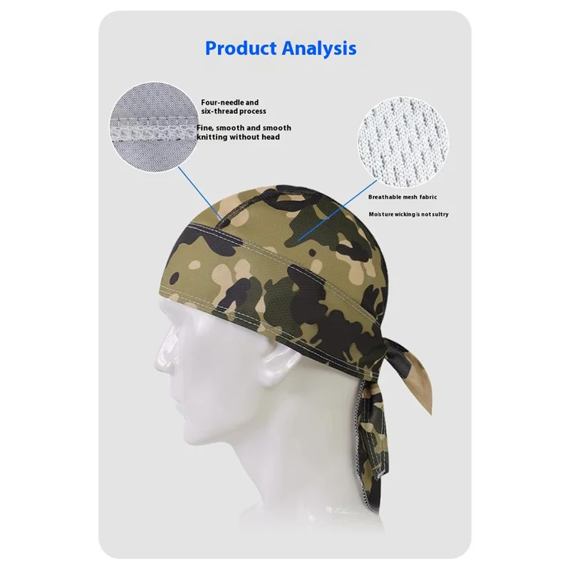 Camouflage Pattern Breathable Pirate Hat Moisture Wicking Head Scarf for Outdoor Cycling Running - MCPDM-001