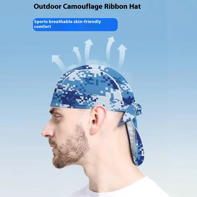 Camouflage Pattern Breathable Pirate Hat Moisture Wicking Head Scarf for Outdoor Cycling Running - MCPDM-014
