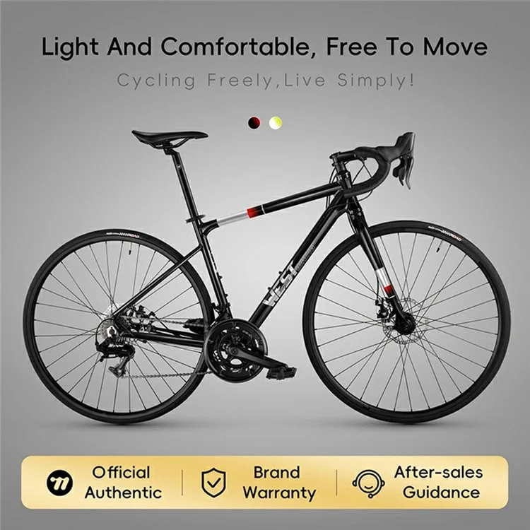 WEST BIKING JX100 700C Шоссейный велосипед, легкий алюминиевый, с дисковыми тормозами, для роста 175 - 190 см - Черный