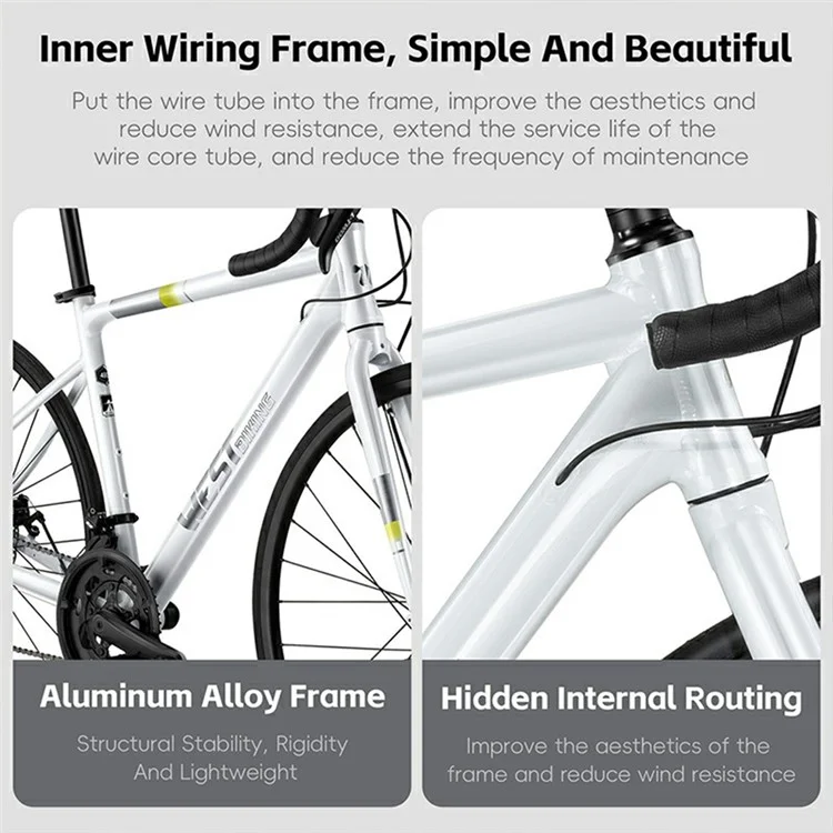 WEST BIKING JX100 700C Шоссейный велосипед, легкий алюминиевый, с дисковыми тормозами, для роста 175 - 190 см - Черный