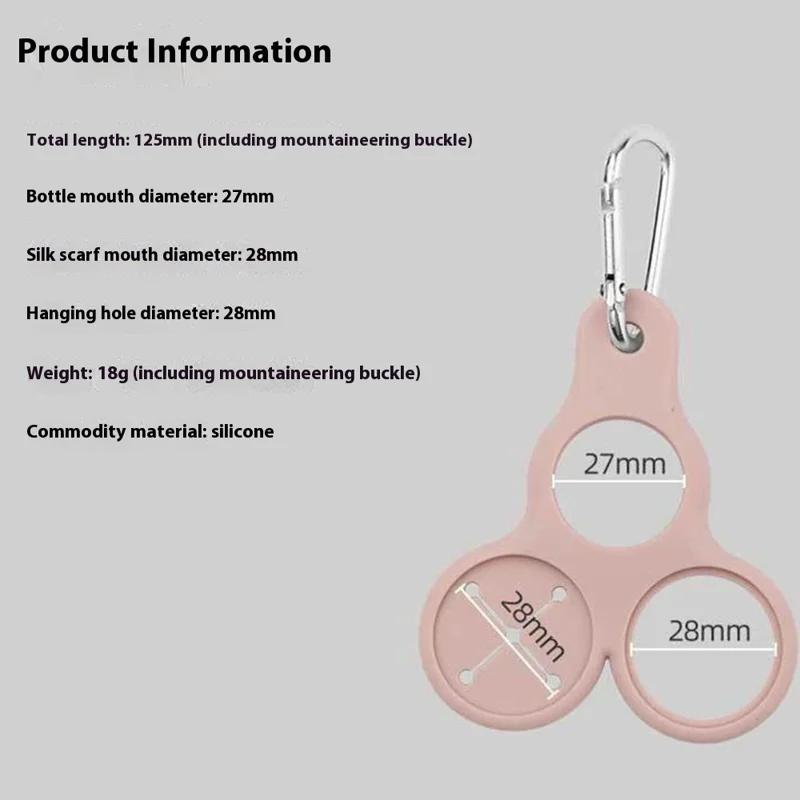 Outdoor Mountaineering Water Bottle Buckle 3 Holes Portable Silicone Towel Holder Carabiner - Pink