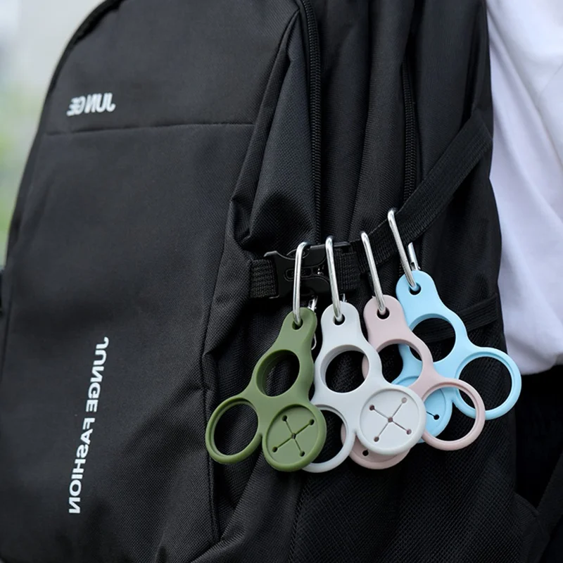 Outdoor Mountaineering Water Bottle Buckle 3 Holes Portable Silicone Towel Holder Carabiner - Pink
