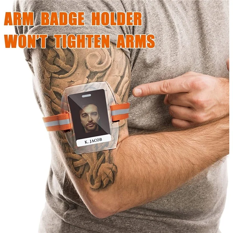 KT01 Armband ID Card Holder Magic Sticker Fastener Adjustable Strap for Outdoor  /  Sports  /  Work - Orange