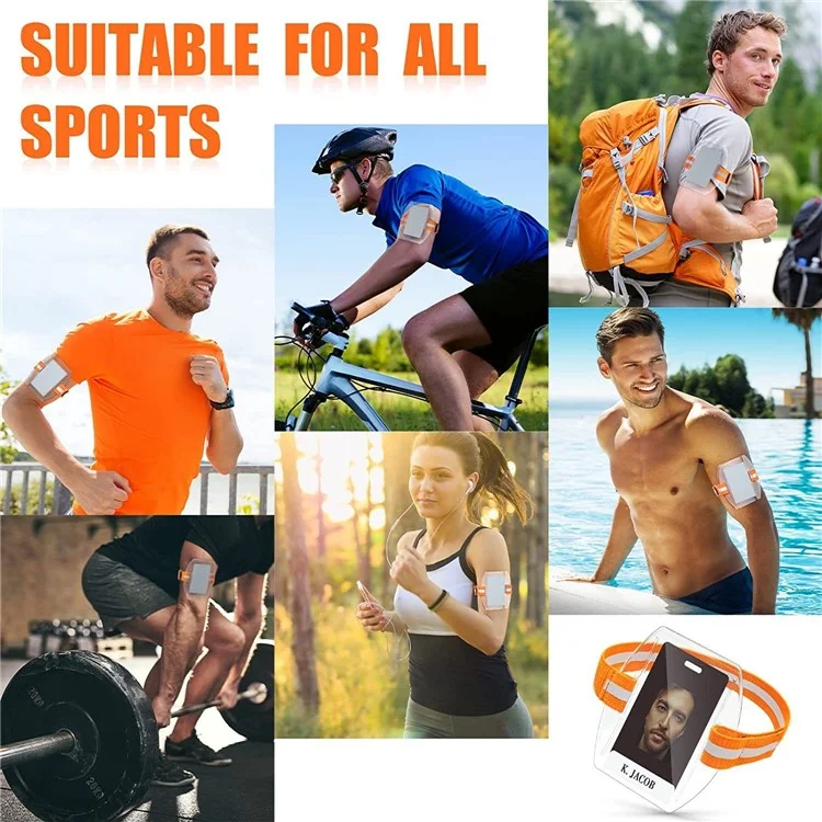 KT01 Armband ID Card Holder Magic Sticker Fastener Adjustable Strap for Outdoor  /  Sports  /  Work - Orange