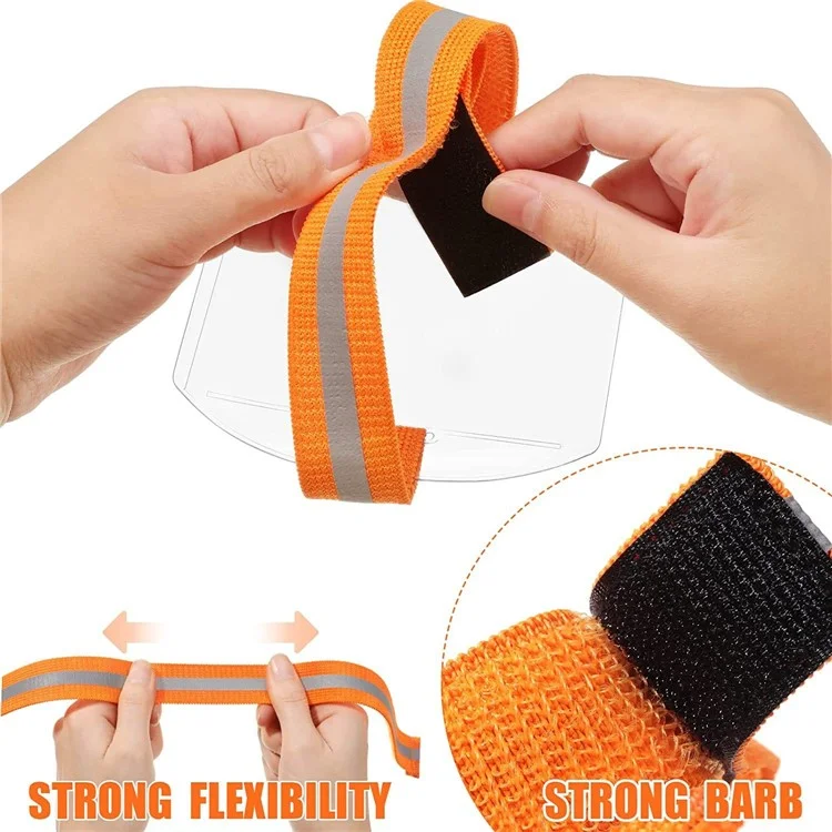 KT01 Armband ID Card Holder Magic Sticker Fastener Adjustable Strap for Outdoor  /  Sports  /  Work - Orange