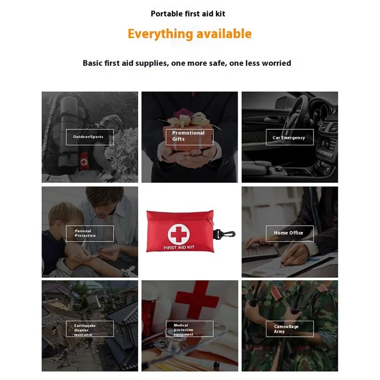 Kit de premiers secours portable 104 pièces pour voyage, voiture, maison et urgences - Sac médical de survie extérieur