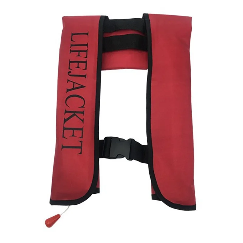 JH-CQJSY-01 Manual Version Portable Inflatable Life Jacket Adult 300D Nylon 150N High Buoyancy Vest - Red