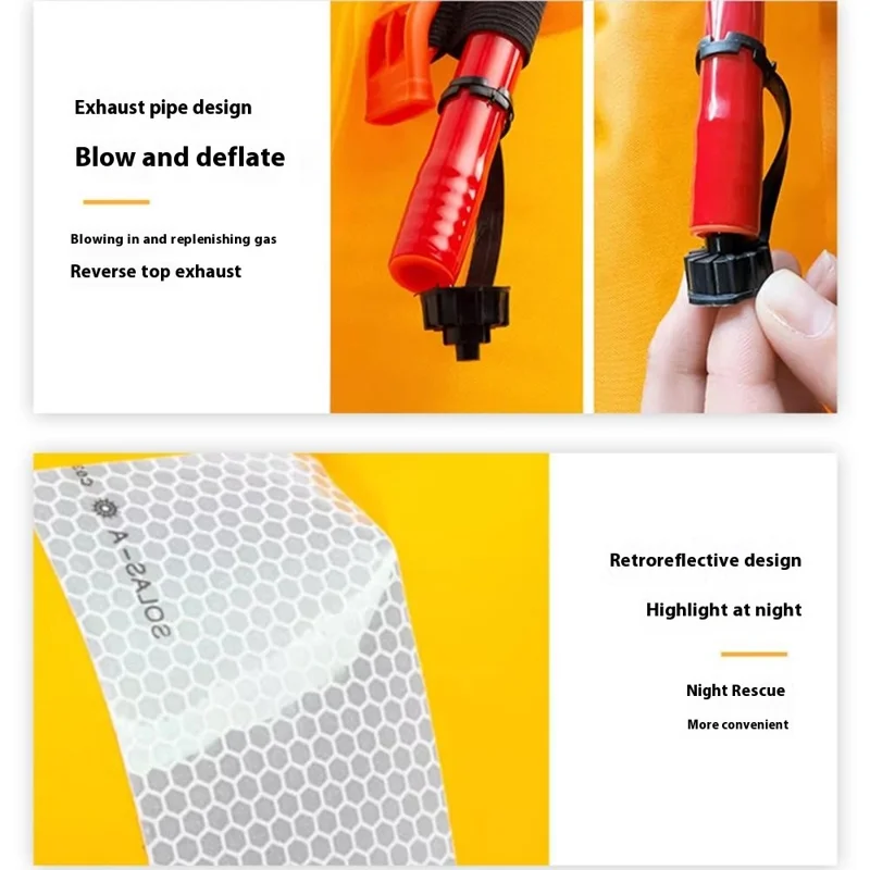 JH-CQJSY-01 Manual Version Portable Inflatable Life Jacket Adult 300D Nylon 150N High Buoyancy Vest - Red