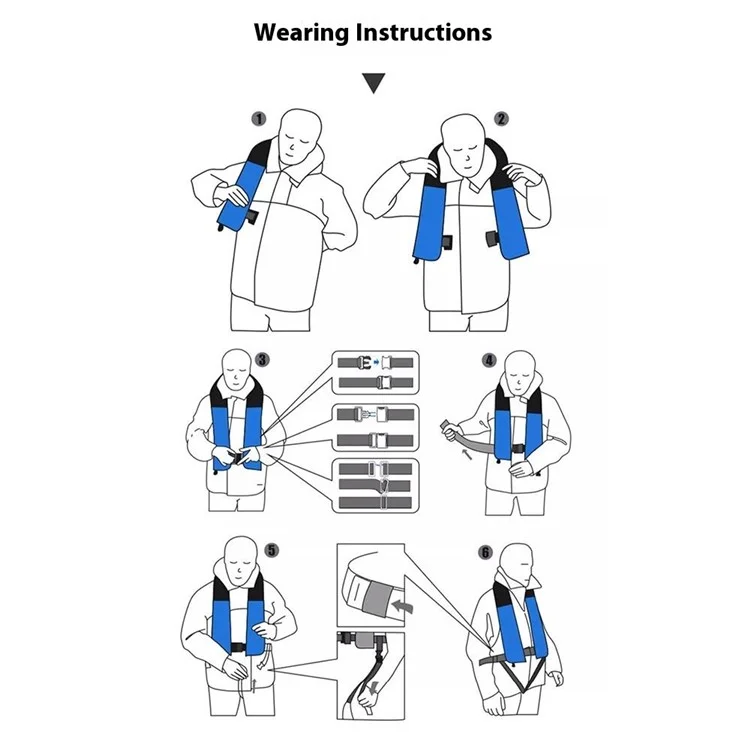 JH-CQJSY-01 Gilet de sauvetage gonflable automatique pour adulte en nylon 300D, 150N haute flottabilité - Bleu