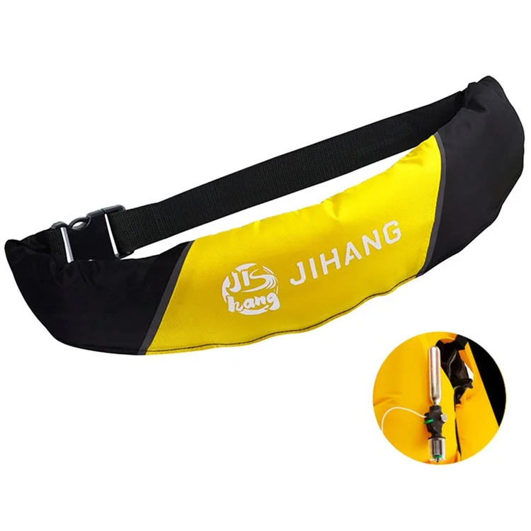 JIHANG Gilet de Sauvetage Gonflage Automatique Portable en Nylon 600D - Anneau de Flottaison de Secours pour Pêche - Jaune