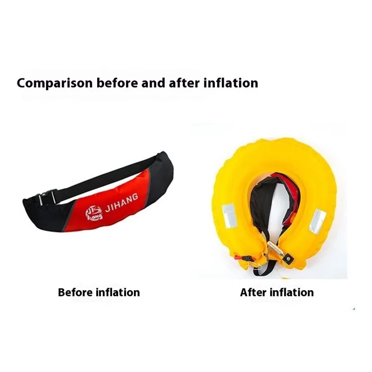JIHANG Gilet de Sauvetage Gonflage Automatique Portable en Nylon 600D - Anneau de Flottaison de Secours pour Pêche - Jaune