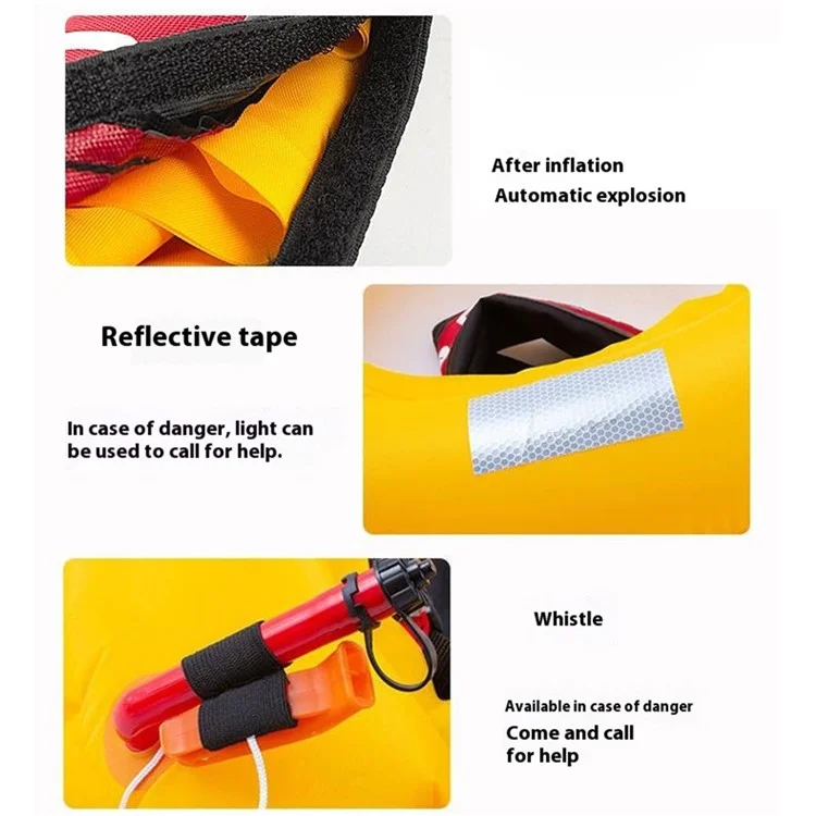 JIHANG Gilet de Sauvetage Gonflage Automatique Portable en Nylon 600D - Anneau de Flottaison de Secours pour Pêche - Jaune