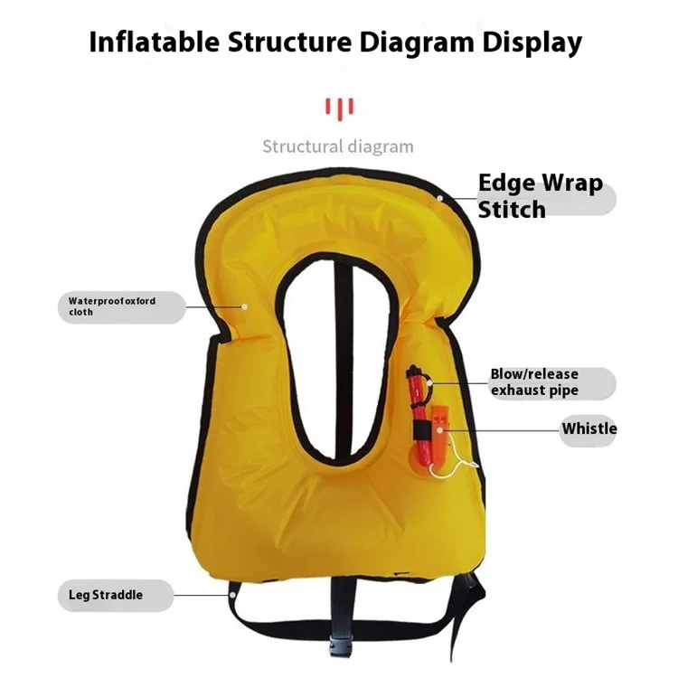 JIHANG Gilet de Sauvetage Gonflable Portable Haute Flottabilité pour Plongée avec Tuba, Pêche et Urgence en Voiture