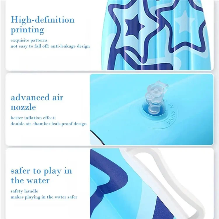 Planche de surf gonflable en PVC de 110x40 cm, glissière aquatique portable et planche de bodyboard pour enfants - Bleu