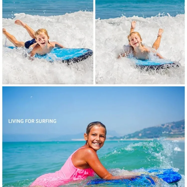 Planche de surf gonflable portable avec poignées pour enfants - Tapis de natation et dispositif flottant - Bleu