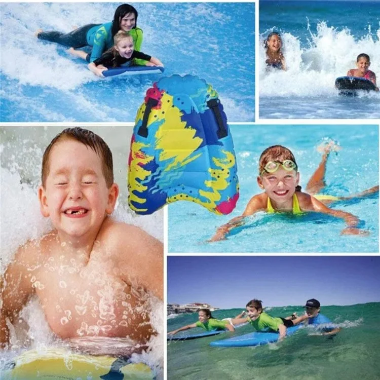 Planche de surf gonflable portable avec poignées pour enfants - Tapis de natation et dispositif flottant - Bleu
