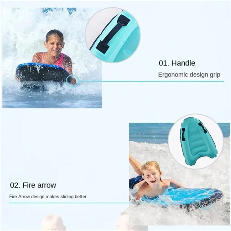 Planche de surf gonflable portable avec poignées pour enfants - Tapis de natation et dispositif flottant - Bleu