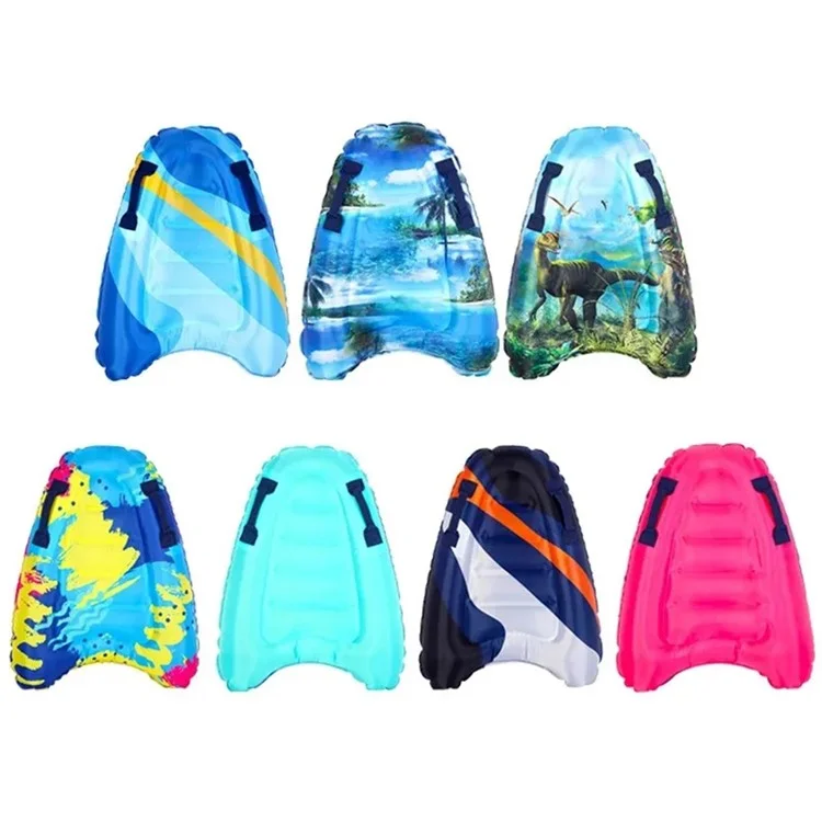 Planche de surf gonflable portable avec poignées pour enfants - Tapis de natation et dispositif flottant - Bleu