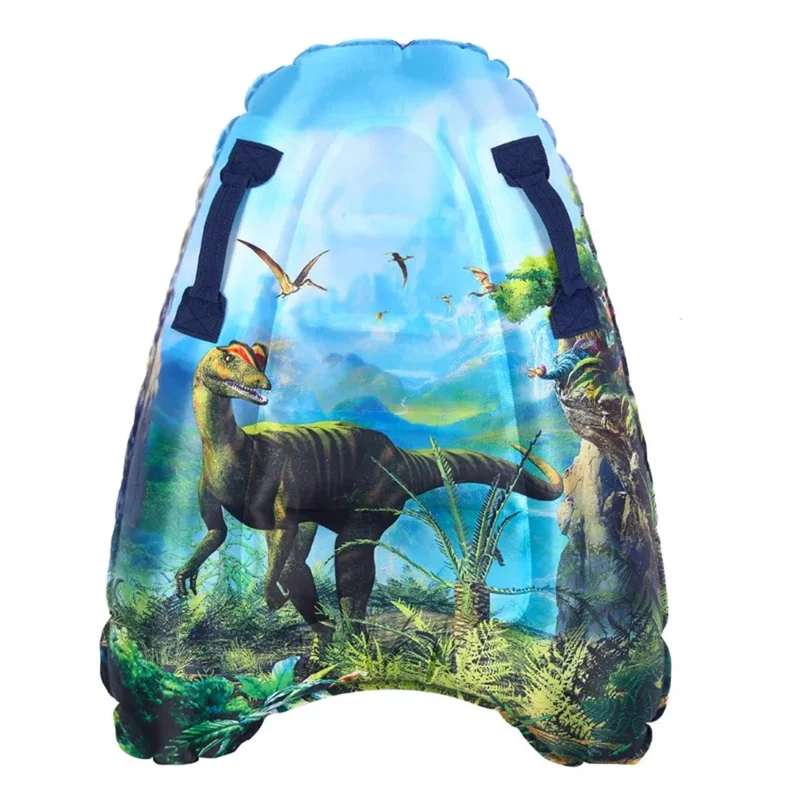 Portable Inflatable Surfboard with Handles for Kids Beach Swimming Mat Floating Device - Dinosaur