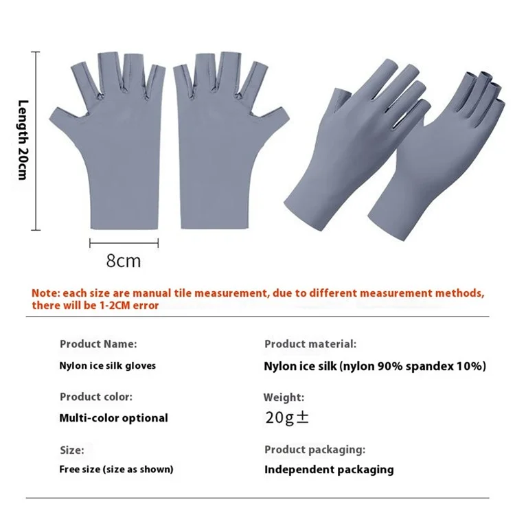 JLST 1 Pair Women Summer Thin Ice Silk UV Protection Gloves Breathable Cycling Manicure Half Finger Gloves - Sky Blue