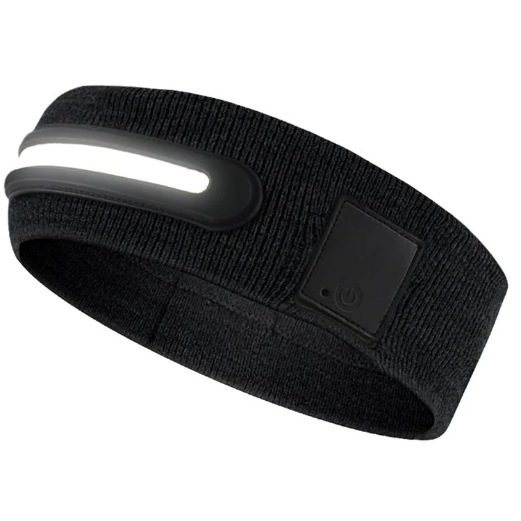 Z3-TD3 LED Headband Running Rechargeable Light Up Headwear Sweat Absorbing 3 Light Modes Hair Band - Black