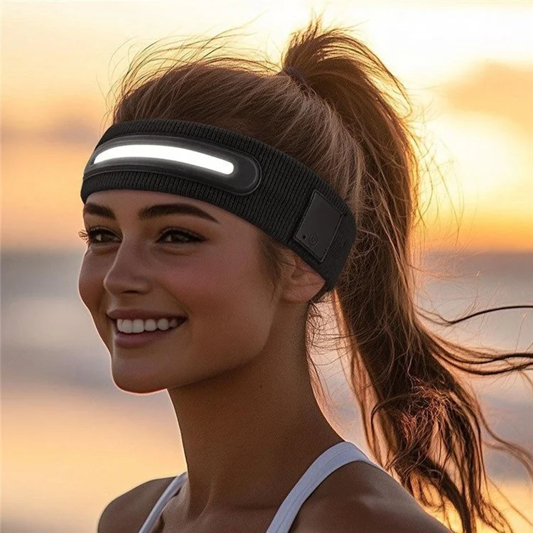 Z3-TD3 LED Headband Running Rechargeable Light Up Headwear Sweat Absorbing 3 Light Modes Hair Band - Black