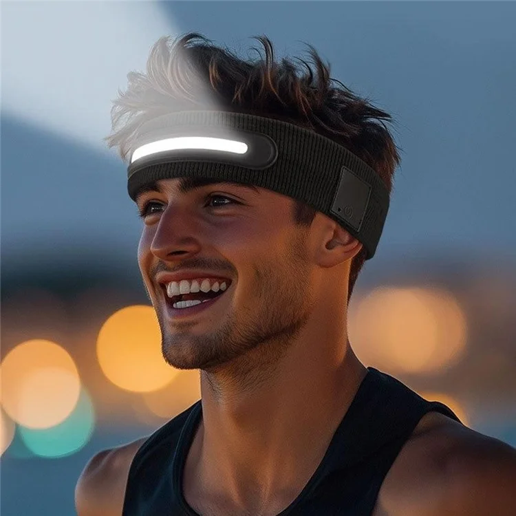 Z3-TD3 LED Headband Running Rechargeable Light Up Headwear Sweat Absorbing 3 Light Modes Hair Band - Black