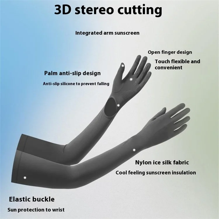 BSCKXT 1 Pair Breathable Ice Silk Armguard Sun Protection Full Finger Arm Sleeves for Outdoor Sports - Dark Grey