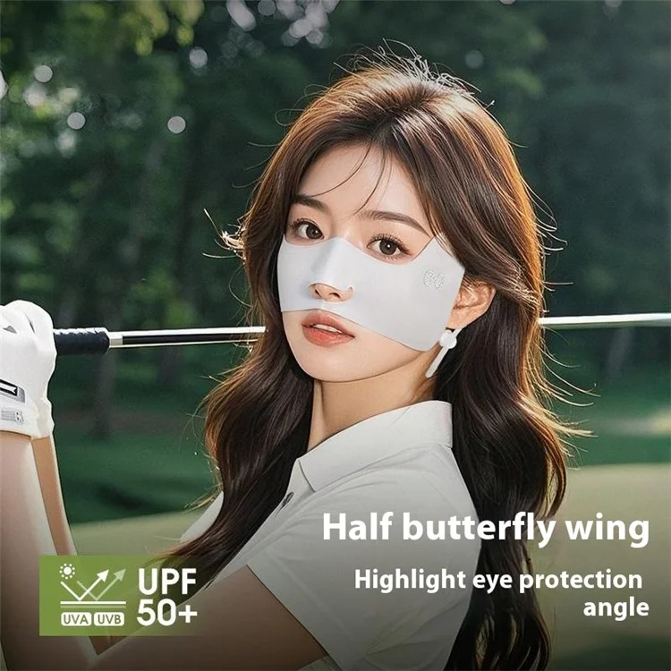 XTJ144 Masque de protection solaire pour golf extérieur pour femmes - Protection des coins des yeux, design papillon, masque respirant en soie glacée - Noir