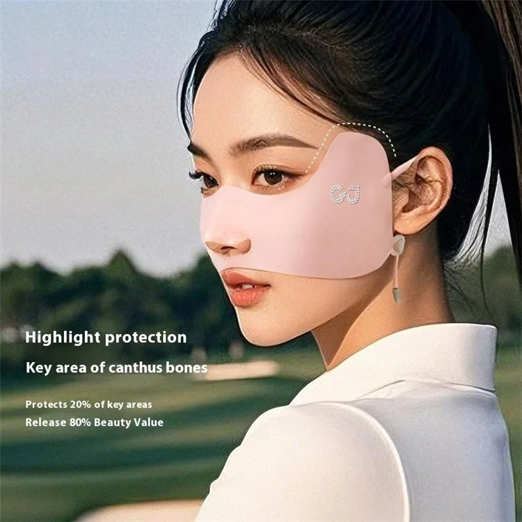 XTJ144 Masque de protection solaire pour golf extérieur pour femmes - Protection des coins des yeux, design papillon, masque respirant en soie glacée - Noir
