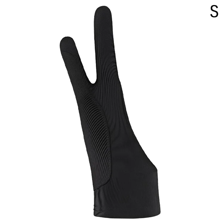 SCHHST 1Pc Anti-Smudge Drawing Glove Artists Thick Spandex Tablet Stylus Two Finger Breathable Sweat Resistant Glove - Black / S