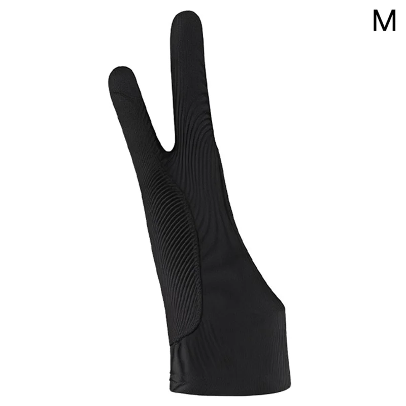 SCHHST 1 Pieza Guante Dibujante Anti-Manchas Grueso de Espándex para Tableta Estilográfico de Dos Dedos Transpirable y Resistente al Sudor - Negro / M