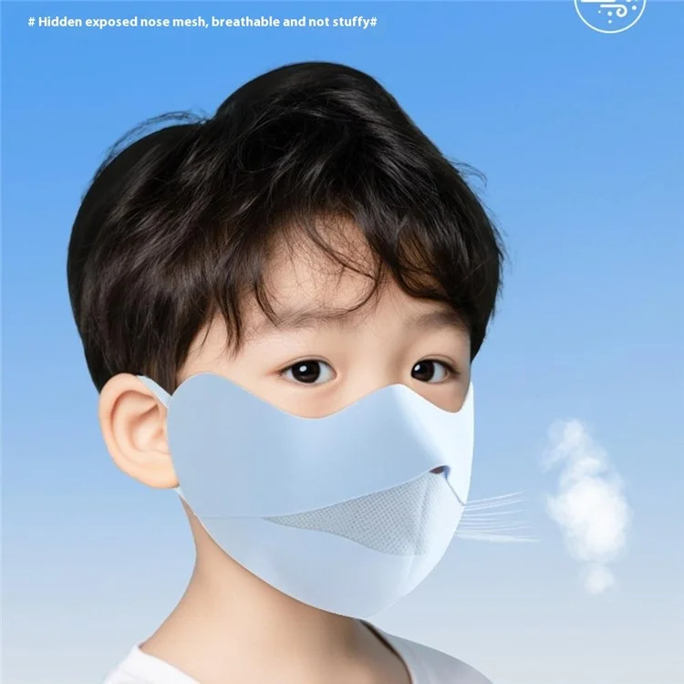 Summer Ice Silk Face Mask for Children Breathable Mesh UV Protection Kids Face Cover with Adjustable Ear Loops - Pink