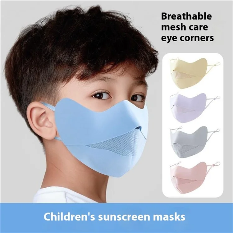Summer Ice Silk Face Mask for Children Breathable Mesh UV Protection Kids Face Cover with Adjustable Ear Loops - Pink