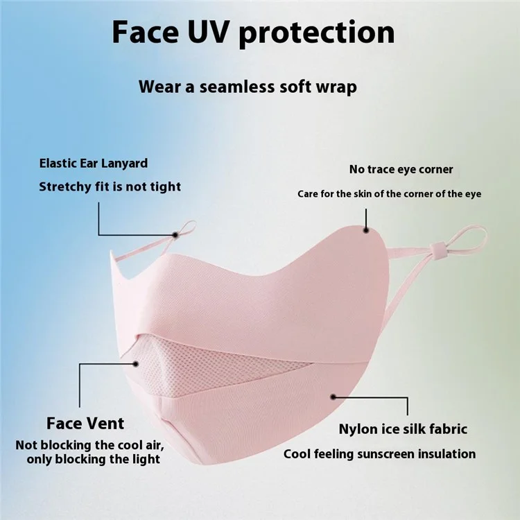 Summer Ice Silk Face Mask for Children Breathable Mesh UV Protection Kids Face Cover with Adjustable Ear Loops - Pink
