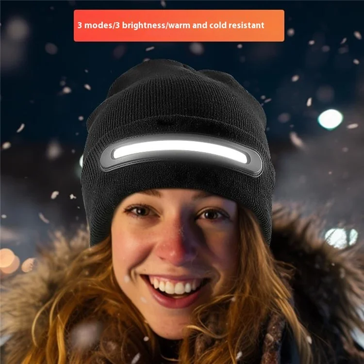 M1-TD3 LED Светящаяся Шапка с Подзарядкой для Ночного Бега, Теплая Вязаная Кепка с Подсветкой