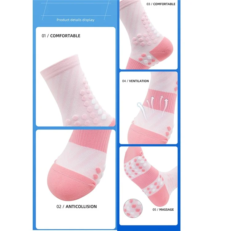 PORFIN Professional Sports Socks Sweat Wicking Mid Calf Socks for Running / Fitness / Basketball, Size M - Light Blue