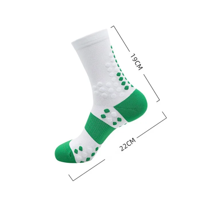 PORFIN Professional Sports Socks Sweat Wicking Mid Calf Socks for Running / Fitness / Basketball, Size L - Light Green