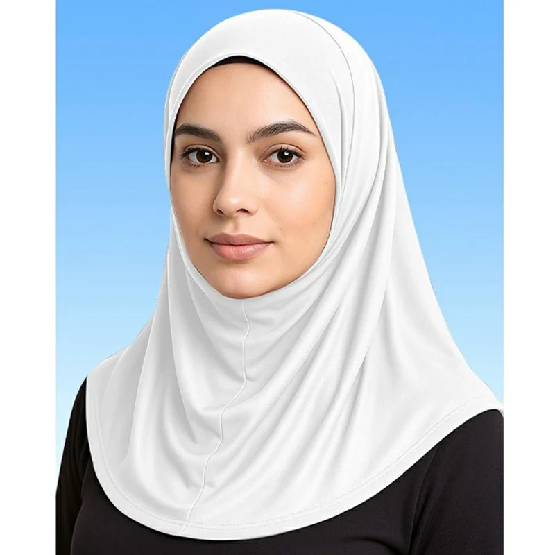 Muslim Head Scarf Sun Protection Middle Eastern Hijab Breathable Milk Silk Ethnic Turban Headwrap - White