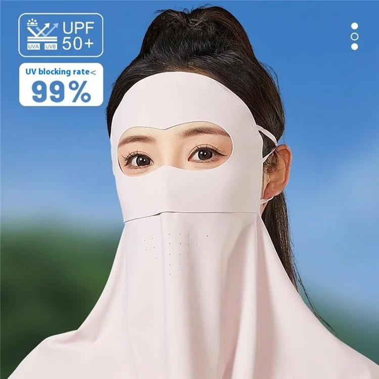 JLQLDB Masque Cagoule Intégral avec Protection Cou en Soie de Glace Anti-UV pour Moto - Rose