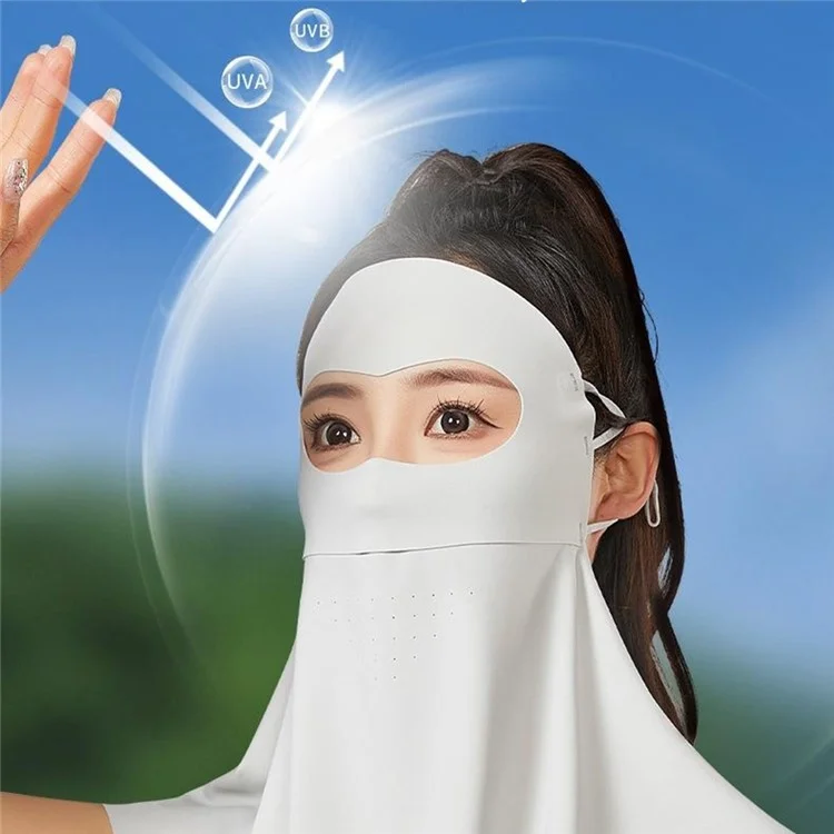 JLQLDB Masque Cagoule Intégral avec Protection Cou en Soie de Glace Anti-UV pour Moto - Rose