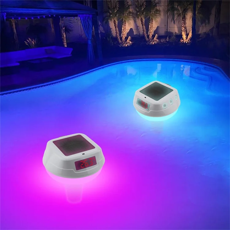 TS-PL01 Wireless Floating Pool Thermometer Solar Powered Digital Display Water Temperature Meter with RGB Light - White