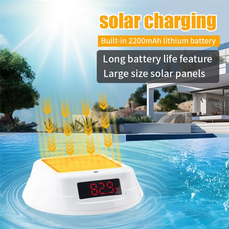 TS-PL01 Wireless Floating Pool Thermometer Solar Powered Digital Display Water Temperature Meter with RGB Light - White