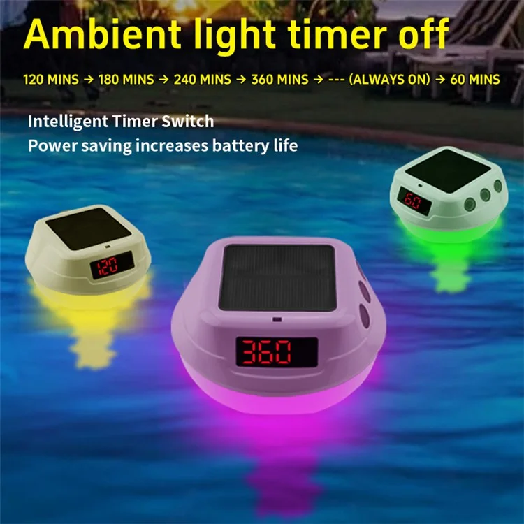 TS-PL01 Wireless Floating Pool Thermometer Solar Powered Digital Display Water Temperature Meter with RGB Light - White