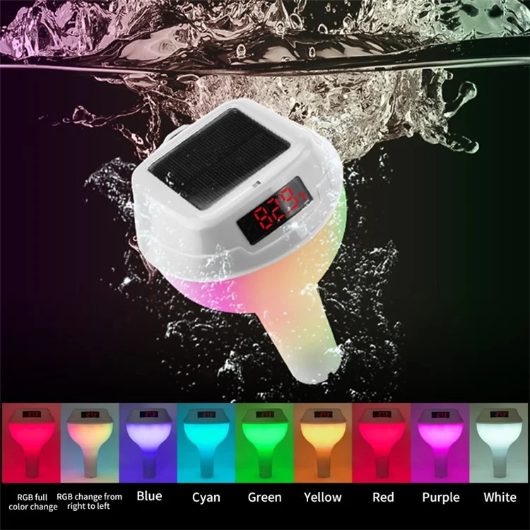 TS-PL01 Wireless Floating Pool Thermometer Solar Powered Digital Display Water Temperature Meter with RGB Light - White