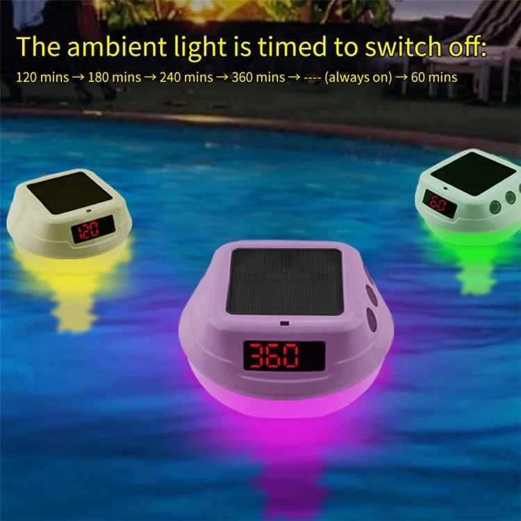 TS-PL01 Wireless Floating Pool Thermometer Solar Powered Digital Display Water Temperature Meter with RGB Light - White