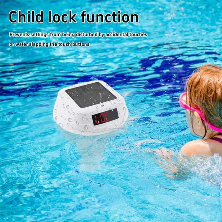 TS-PL01 Wireless Floating Pool Thermometer Solar Powered Digital Display Water Temperature Meter with RGB Light - White