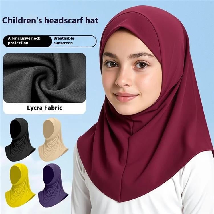 ETMSLTT Muslim Head Scarf for Children Sun Protection Milk Silk Middle Eastern Hijab Ethnic Turban Headwrap - White